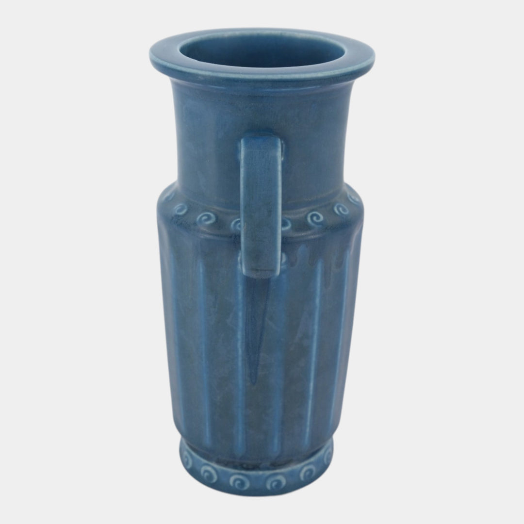 Rookwood 1925 Art Deco Pottery Matte Blue Ceramic Handled Vase 2815