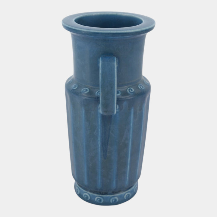Rookwood 1925 Art Deco Pottery Matte Blue Ceramic Handled Vase 2815