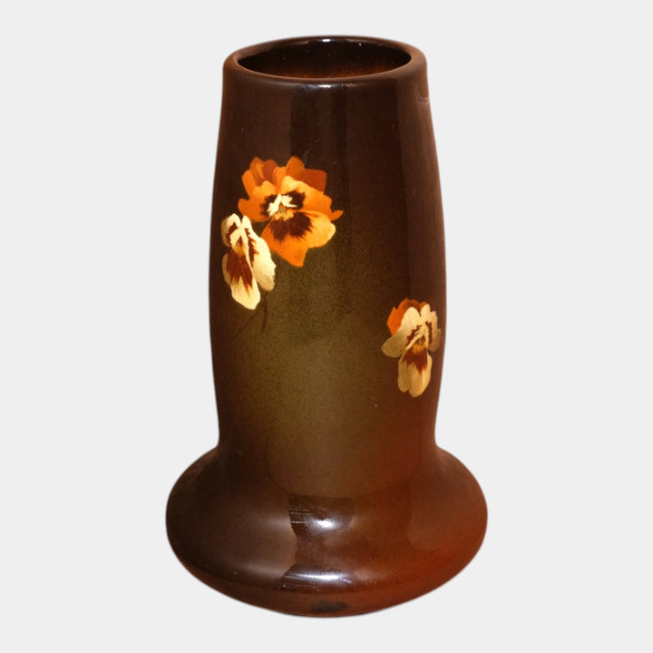 Owens Utopian 1900s Vintage Art Pottery Hand Painted Pansy Ceramic Vase 227 - Just Art Pottery