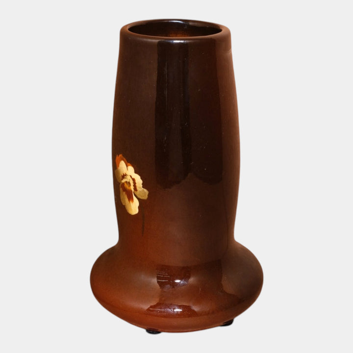 Owens Utopian 1900s Vintage Art Pottery Hand Painted Pansy Ceramic Vase 227 - Just Art Pottery