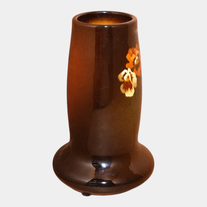 Owens Utopian 1900s Vintage Art Pottery Hand Painted Pansy Ceramic Vase 227 - Just Art Pottery