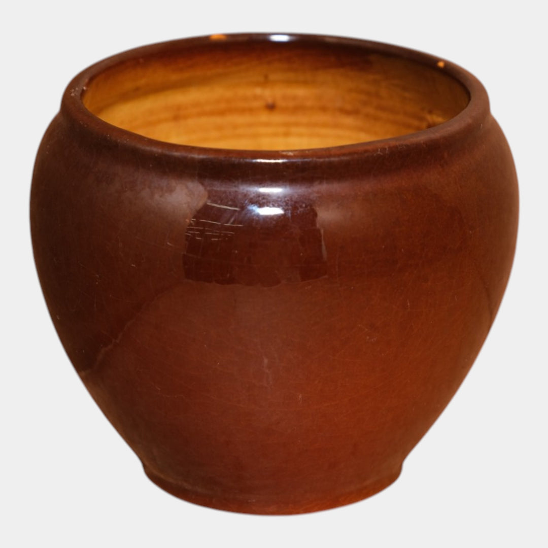 Weller Louwelsa 1900s Art Pottery Brown Standard Glaze Pansy Decorated Vase