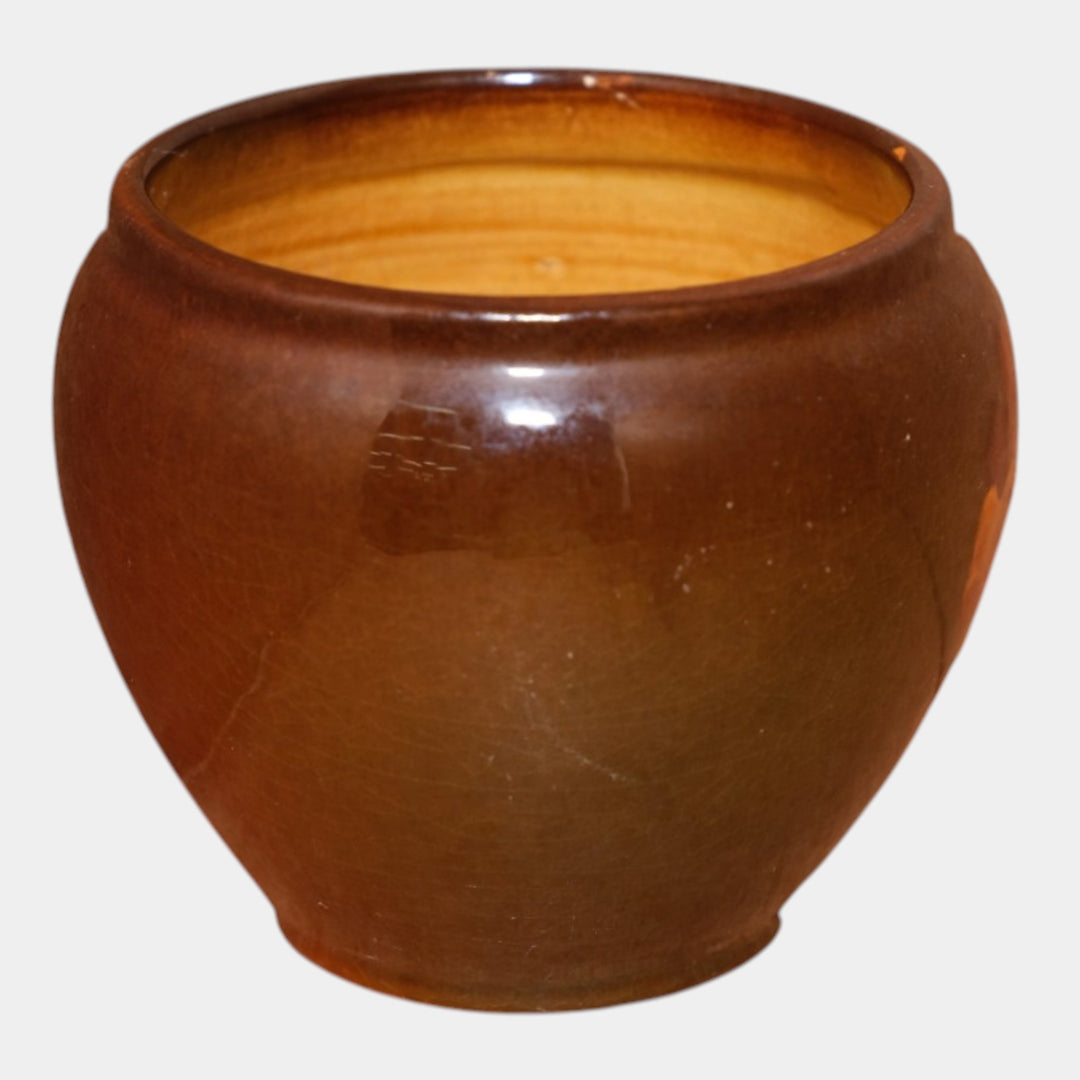 Weller Louwelsa 1900s Art Pottery Brown Standard Glaze Pansy Decorated Vase