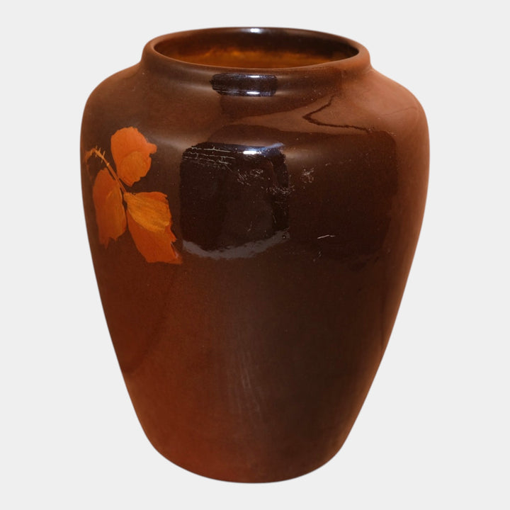 Owens Utopian Early 1900s Art Pottery Hand Painted Berry Large Vase 1256 Artist Signed - Just Art Pottery