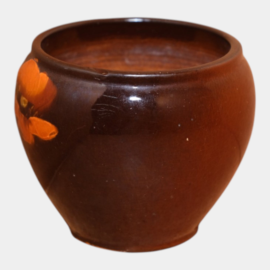 Weller Louwelsa 1900s Art Pottery Brown Standard Glaze Pansy Planter Vase - Just Art Pottery