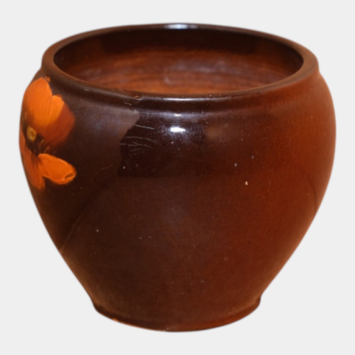 Weller Louwelsa 1900s Art Pottery Brown Standard Glaze Pansy Planter Vase - Just Art Pottery