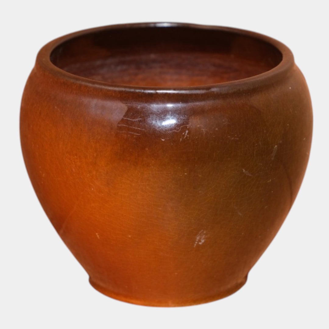 Weller Louwelsa 1900s Art Pottery Brown Standard Glaze Pansy Planter Vase - Just Art Pottery