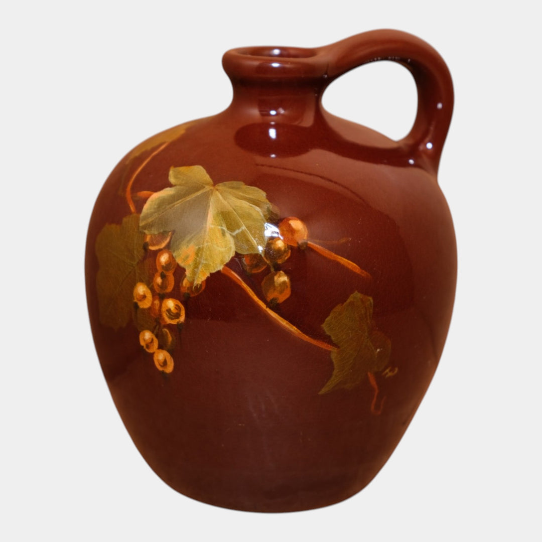 Weller Dickens Ware 1900s Art Pottery Brown Ceramic Jug Vase 37 Pillsbury - Just Art Pottery