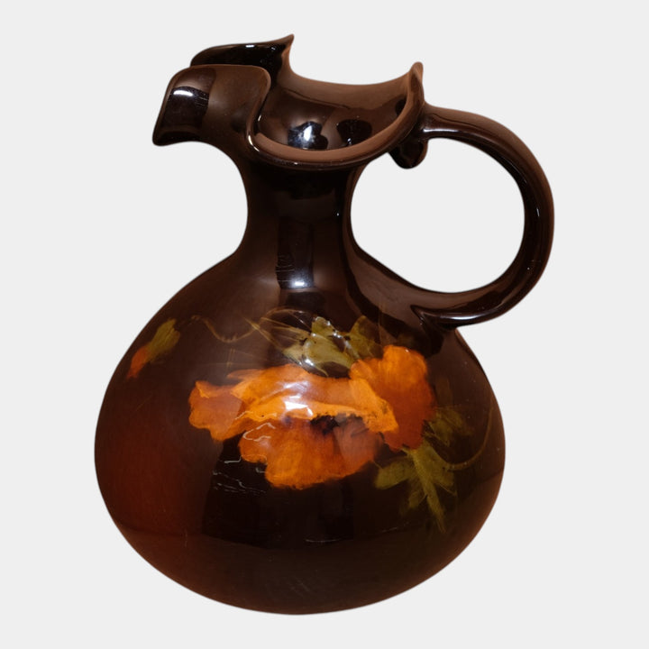 Cambridge Ohio Pottery Standard Glaze Red Poppy Loop Handle Ewer Mary Lillie - Just Art Pottery