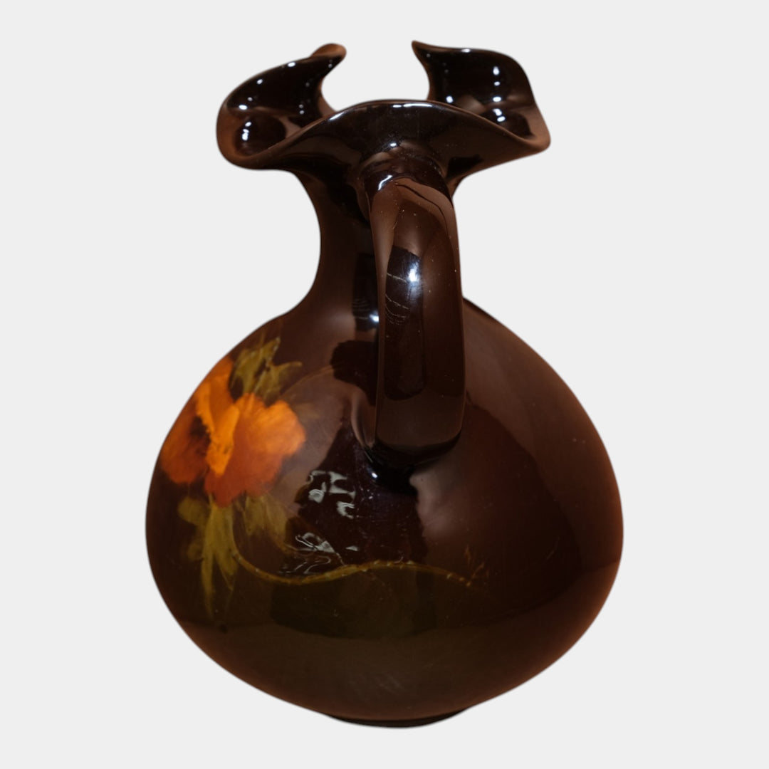 Cambridge Ohio Pottery Standard Glaze Red Poppy Loop Handle Ewer Mary Lillie - Just Art Pottery