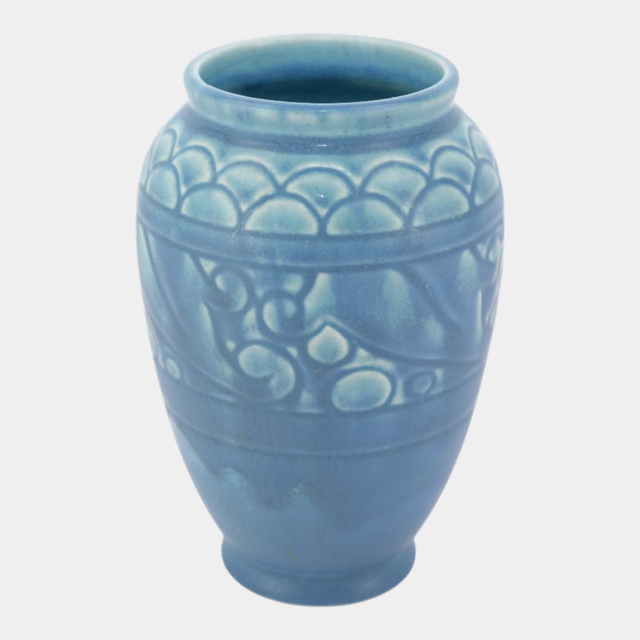 Rookwood 1928 Vintage Art Deco Pottery Matte Blue Ceramic Vase 2853 - Just Art Pottery