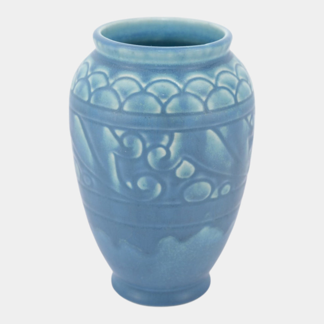 Rookwood 1928 Vintage Art Deco Pottery Matte Blue Ceramic Vase 2853 - Just Art Pottery