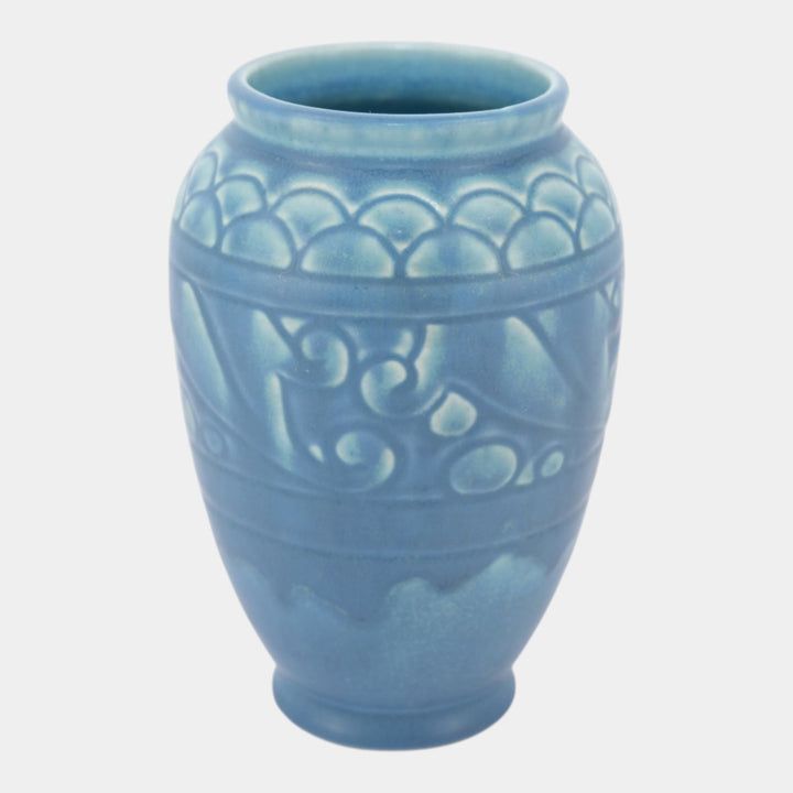 Rookwood 1928 Vintage Art Deco Pottery Matte Blue Ceramic Vase 2853 - Just Art Pottery