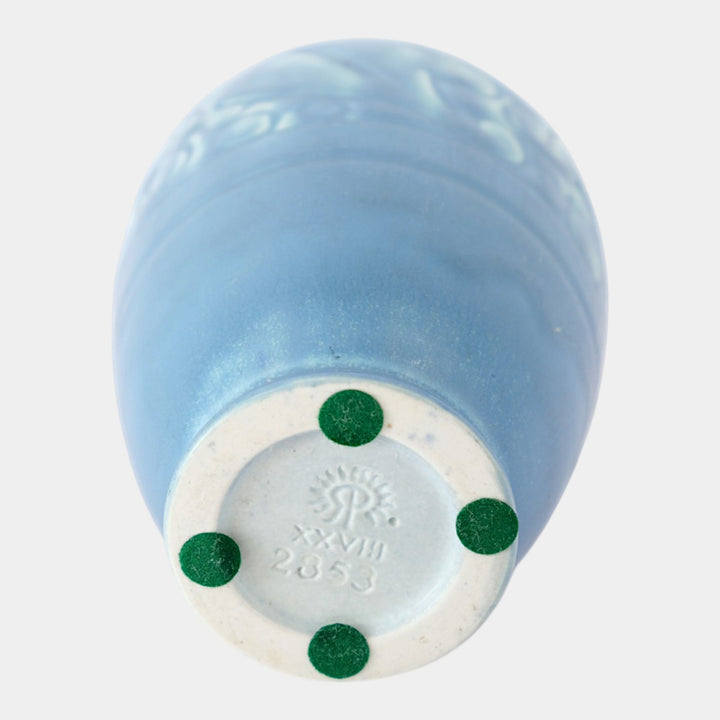 Rookwood 1928 Vintage Art Deco Pottery Matte Blue Ceramic Vase 2853 - Just Art Pottery