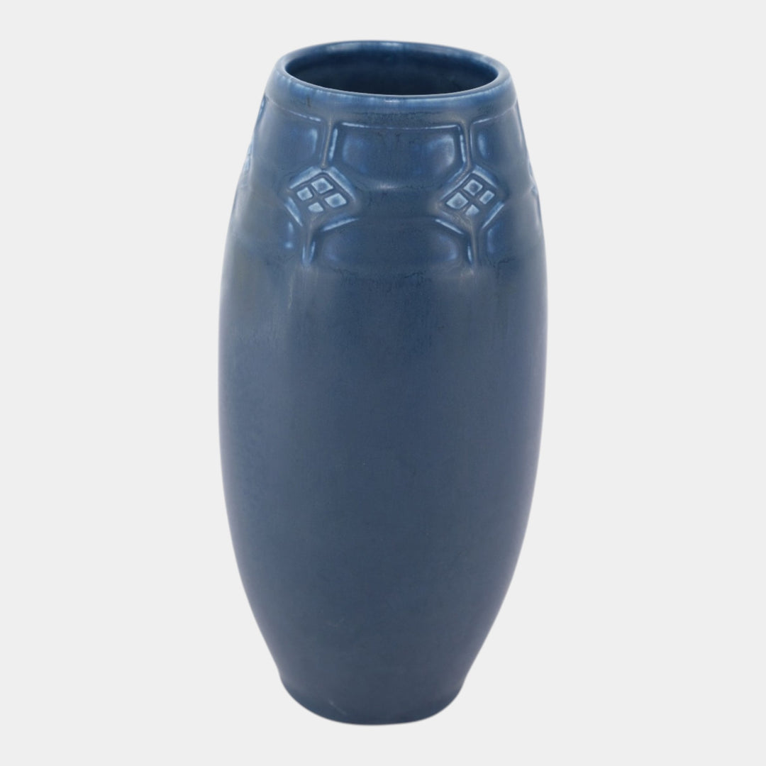 Rookwood 1919 Vintage Arts And Crafts Pottery Dark Blue Ceramic Vase 2435