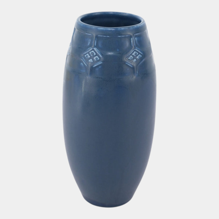 Rookwood 1919 Vintage Arts And Crafts Pottery Dark Blue Ceramic Vase 2435