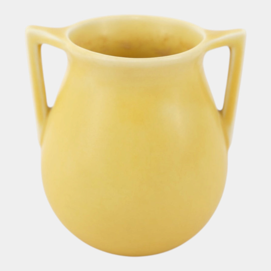 Rookwood 1940 Vintage Arts Deco Pottery Yellow Ceramic Handled Vase 63 - Just Art Pottery