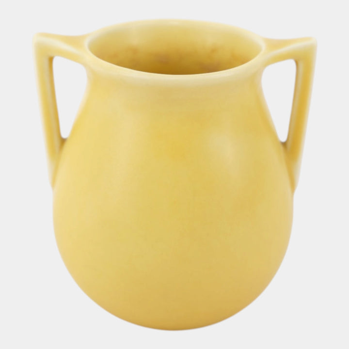 Rookwood 1940 Vintage Arts Deco Pottery Yellow Ceramic Handled Vase 63 - Just Art Pottery