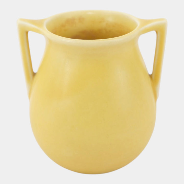Rookwood 1940 Vintage Arts Deco Pottery Yellow Ceramic Handled Vase 63 - Just Art Pottery