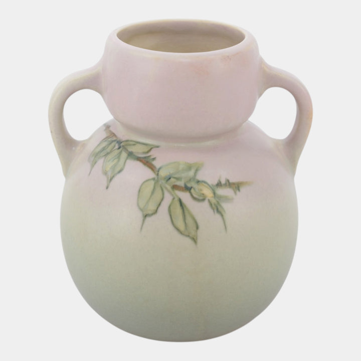 Weller Hudson 1920s Art Pottery Hand Painted Green Purple Ceramic Vase England - Just Art Pottery