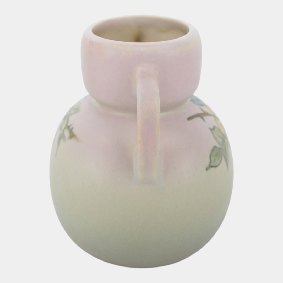 Weller Hudson 1920s Art Pottery Hand Painted Green Purple Ceramic Vase England - Just Art Pottery