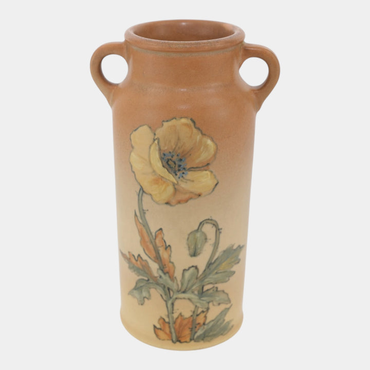 Weller Hudson Rochelle 1920s Vintage Art Pottery Hand Painted Brown Vase England - Just Art Pottery