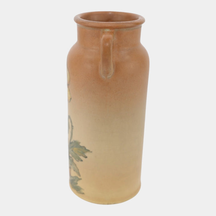 Weller Hudson Rochelle 1920s Vintage Art Pottery Hand Painted Brown Vase England - Just Art Pottery