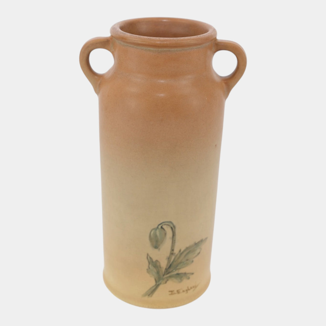 Weller Hudson Rochelle 1920s Vintage Art Pottery Hand Painted Brown Vase England - Just Art Pottery