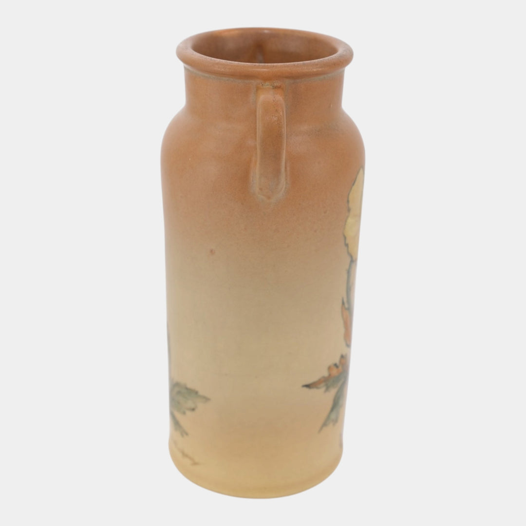 Weller Hudson Rochelle 1920s Vintage Art Pottery Hand Painted Brown Vase England - Just Art Pottery