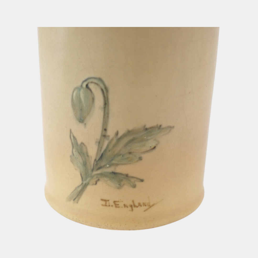Weller Hudson Rochelle 1920s Vintage Art Pottery Hand Painted Brown Vase England - Just Art Pottery