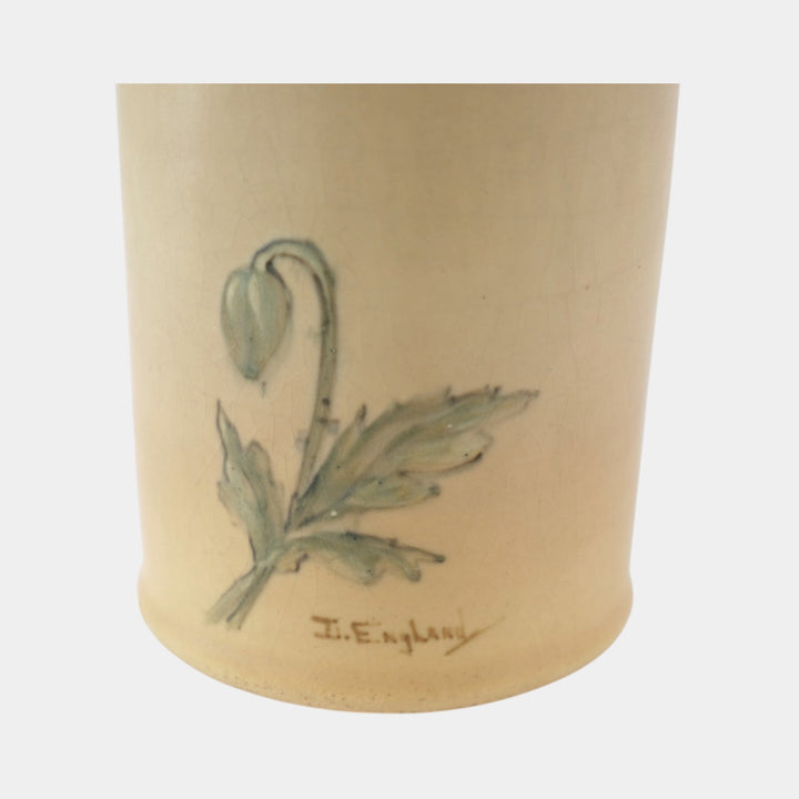 Weller Hudson Rochelle 1920s Vintage Art Pottery Hand Painted Brown Vase England - Just Art Pottery