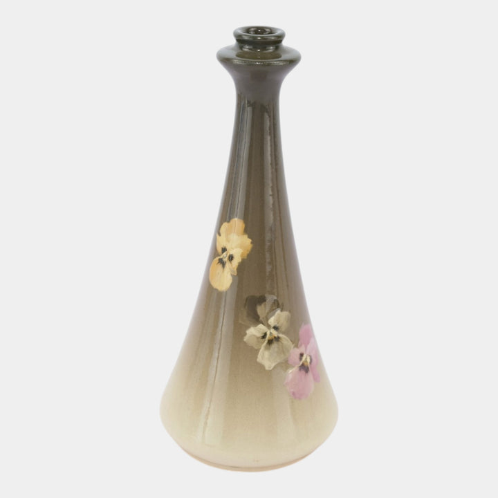 Roseville Rozane Light Early 1900s Art Pottery Floral Pansy Ceramic Bud Vase Imlay