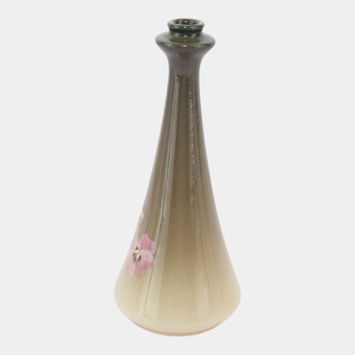 Roseville Rozane Light Early 1900s Art Pottery Floral Pansy Ceramic Bud Vase Imlay