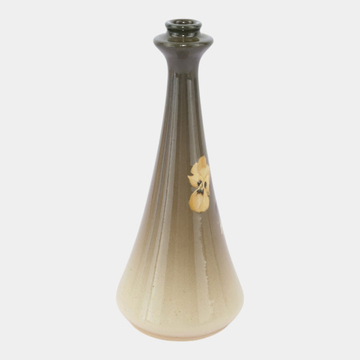 Roseville Rozane Light Early 1900s Art Pottery Floral Pansy Ceramic Bud Vase Imlay