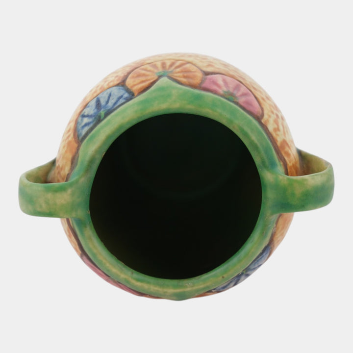 Weller Patra 1930s Vintage Art Pottery Brown Green Ceramic Handled Vase