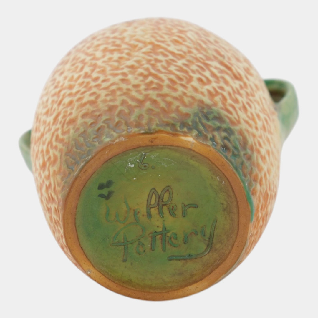 Weller Patra 1930s Vintage Art Pottery Brown Green Ceramic Handled Vase