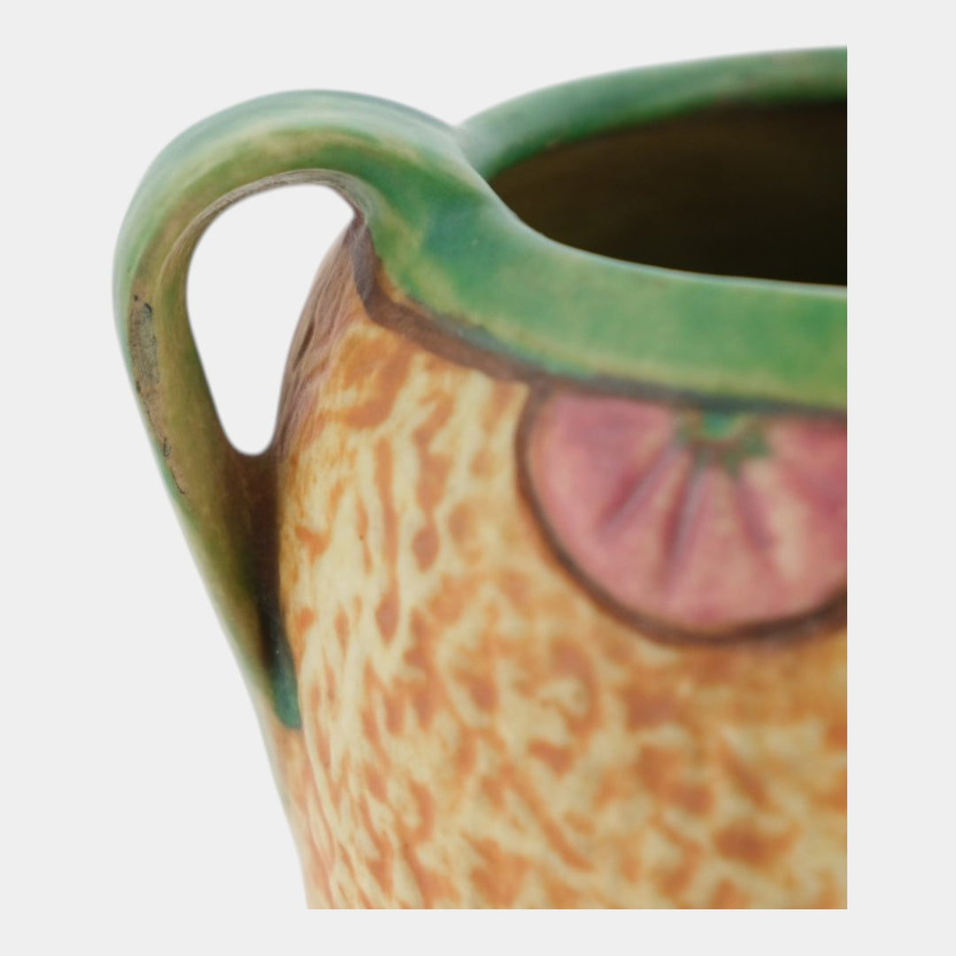 Weller Patra 1930s Vintage Art Pottery Brown Green Ceramic Handled Vase