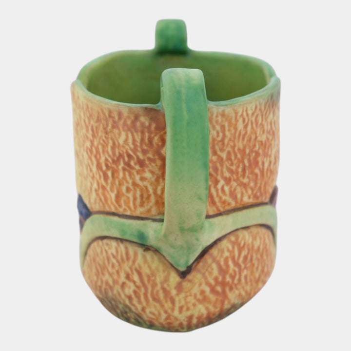 Weller Patra 1930s Vintage Art Pottery Brown Green Ceramic Handled Vase