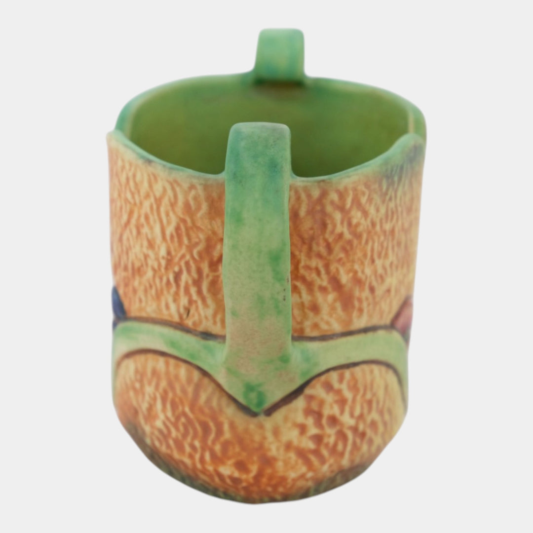 Weller Patra 1930s Vintage Art Pottery Brown Green Ceramic Handled Vase
