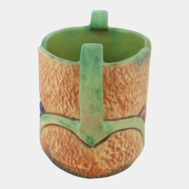 Weller Patra 1930s Vintage Art Pottery Brown Green Ceramic Handled Vase