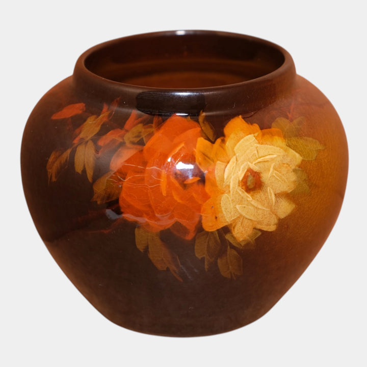 Owens Utopian 1900s Vintage Art Pottery Hand Painted Wild Rose Ceramic Vase 701 - Just Art Pottery