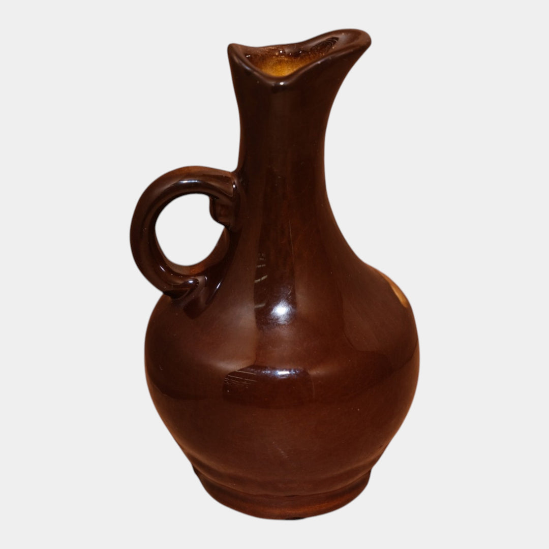 Cambridge Ohio Pottery Standard Glaze Floral Loop Handle Ewer Artist Signed - Just Art Pottery