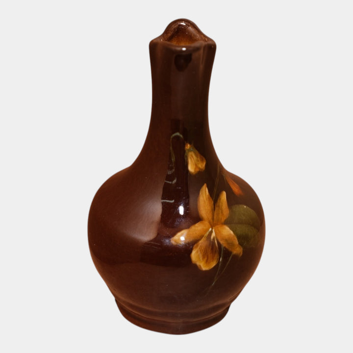 Cambridge Ohio Pottery Standard Glaze Floral Loop Handle Ewer Artist Signed - Just Art Pottery