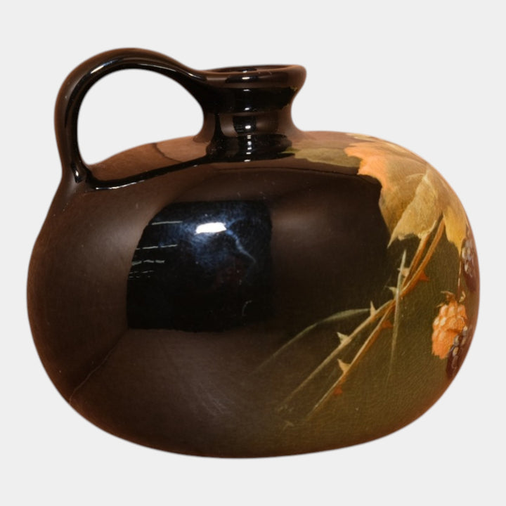 Owens Utopian Early 1900s Art Pottery Hand Painted Berry Vine Jug Timberlake - Just Art Pottery