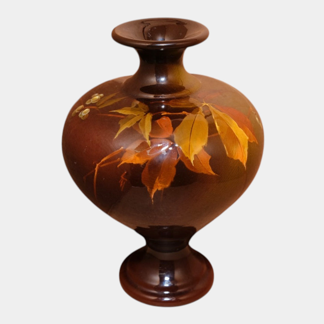 Weller Louwelsa 1900s Art Pottery Brown Tall Vase Lillie Mitchell - Just Art Pottery
