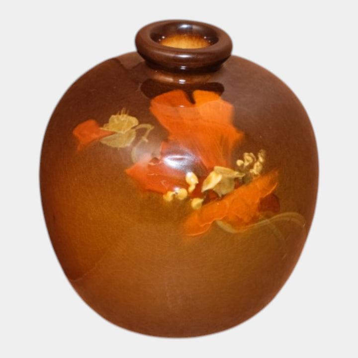 Weller Louwelsa 1900s Antique Pottery Poppy Decorated Ovoid Standard Glaze Vase - Just Art Pottery