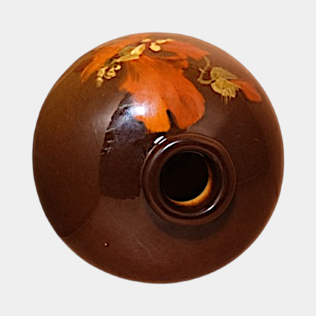 Weller Louwelsa 1900s Antique Pottery Poppy Decorated Ovoid Standard Glaze Vase - Just Art Pottery