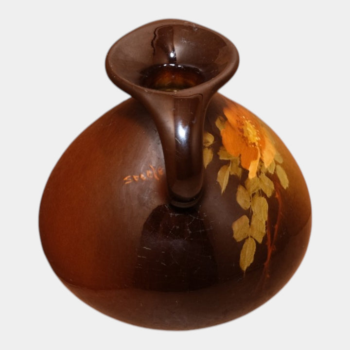 Owens Utopian Early 1900s Art Pottery Hand Painted Floral Ceramic Vase Steele - Just Art Pottery