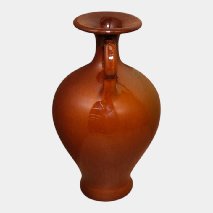 Roseville Rozane Early 1900s Art Pottery Floral Double Handled Brown Vase 907 - Just Art Pottery