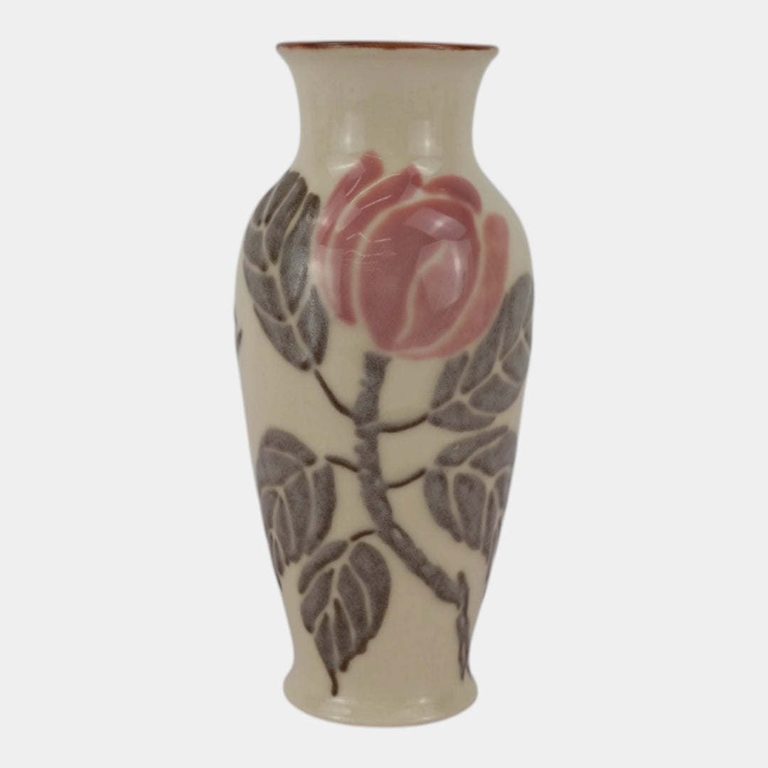 Rookwood 1944 Mid Century Art Pottery Floral White Porcelain Vase 6866 Barrett
